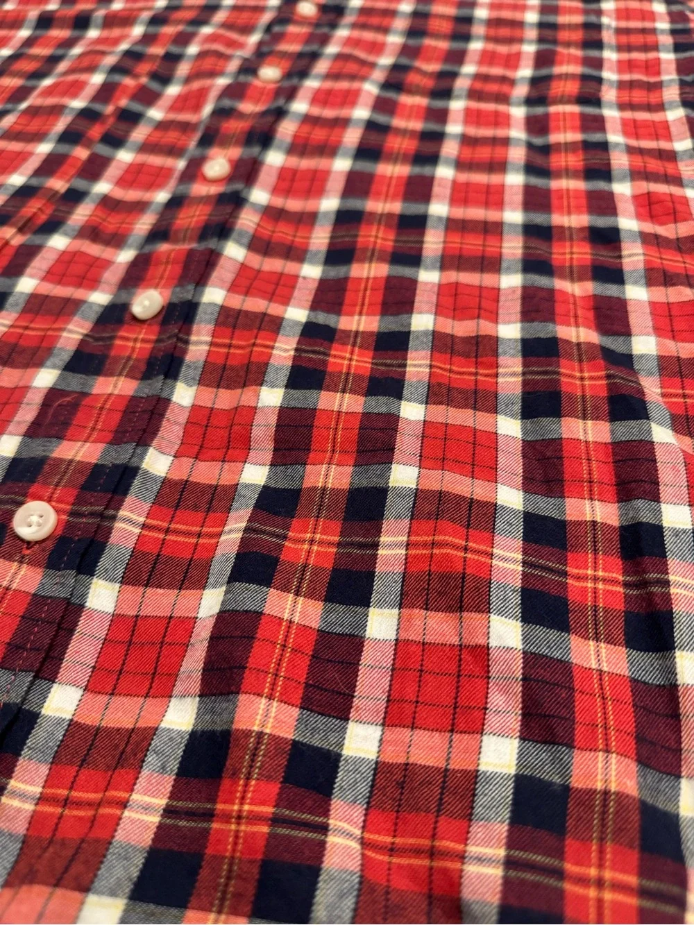 NWT J.Crew Re-Imagined Mens Brushed Twill Plaid Button Down Shirt Large Red Navy